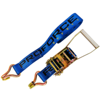 Proforce Tie-Downs Straps, Ratcheting, 2 in. x 8 ft., Short Handle, Blue