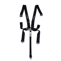 Proforce Safety Harness SFI Complete 5 Point Latch Individual-Type Bolt-In Floor/Roll Bar Mount Black Harness Silver Latches/Links