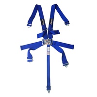 Proforce Safety Harness SFI Complete 5 Point Latch Individual-Type Bolt-In Floor/Roll Bar Mount Blue Harness Silver Latches/Links