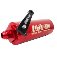 Peterson 600 Series Inline Petrol/Methanol Filter -10 AN Male, 60 Micron Filter With Ball Valve, 5" X 2"