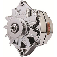 Powermaster Chrome GM Style 10SI Alternator 85 Amps, 1 Or 3 Wire Single V Groove