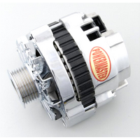 Powermaster Street Alternator Chev Delco CS130 style 105 Amp Serpentine 3 wire Polished