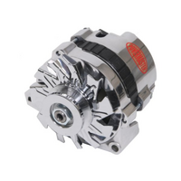 Powermaster Street Alternator Chev Delco CS130 style 105Amp Single Groove 1 wire Polished