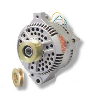 Powermaster Chrome for Ford 3G Large Alternator 1983-93 V8, 200 AMP 6 Groove Serpentine & Single V-Belt Pulley
