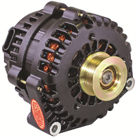 Powermaster Black GM Style AD Alternator 215 Amps 2 Pin VR 6-Groove Serpentine