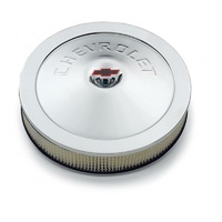 Proform 14" x 3" Classic Chrome Air Cleaner 5-1/8" Neck Chevrolet Logo & Bowtie