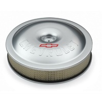 Proform Aluminium Air Cleaner Clear Anodised 14" x 3" Recessed Base Chev Logo