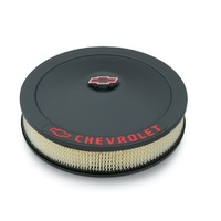 Proform Stamped Steel Air Cleaner Assembly Black 14" x 3" Red Chev Logo & Bowtie