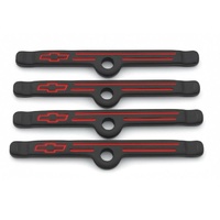 Proform Valve Cover Hold Down Tabs Black Crinkle SB Chev With Bowtie 4 Pack