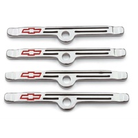 Proform Valve Cover Hold Down Tabs Chrome Suit SB Chev With Bowtie 4 Pack