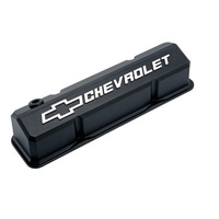 Proform Die-Cast Aluminium Slant Edge Valve Covers Black SB Chev Raised Logo