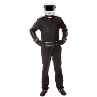 Pyrotect Sportsman Deluxe One Piece Black Racing Suit (X-Large) SFI-5 Two Layer Nomex