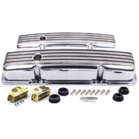 RPC Short Nostalgic Aluminium Polished Finned Valve Covers with Breather Hole SB Chev 283-400 RPCR6186