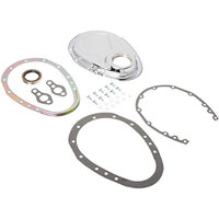 RPC Chrome Steel 2-Piece Timing Chain Cover SB Chev 283 307 327 350 V8 RPCR7122