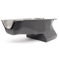 RPC Black Steel Drag Race Oil Pan 8-1/4" Deep with 1 Trap Door (Drivers side dipstick) Fits 1955-79 S/B Chev 283-350