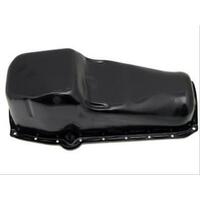 RTS Oil Pan Sump Steel Black Finish Standard SB For Chev 2-Piece Rear main Driver Side Dipstick