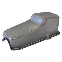 RTS Oil Pan Sump Steel Raw Finish Standard SB For Chev 2-Piece Rear main Driver Side Dipstick