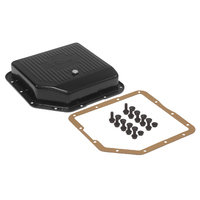 RTS Transmission Pan Deep Steel Finned Black Powdercoated Finned GM TH350