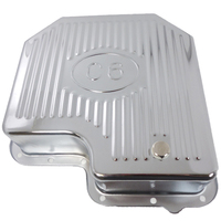 RTS Transmission Pan, Extra Capacity, Steel Ribbed, Chrome, For Ford C6, each