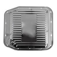 RTS Transmission Pan, Deep, Steel Ribbed, Chrome, For Ford AOD