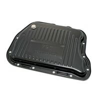 RTS Transmission Pan, Stock Depth, Steel, Ribbed Black Powdercoat, For Chrysler, Torqueflite A-727