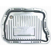RTS Transmission Pan, Stock Depth, Steel, Ribbed Chrome, For Chrysler, Torqueflite A-727, Each