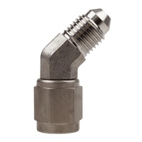 Raceworks Fitting Female To Male Swivel Elbow AN-4 45 Deg Stainless Steel RWF-142-04SS