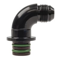 Raceworks Fitting 6R Transmission Adapter AN-8 90Deg (18.8mm o.D) RWF-922-6R-08BK