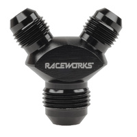 Raceworks Fitting Y Block Male Flare An Thread 1 X AN-8 To 2 X AN-6 RWF-930-08-06BK