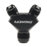 Raceworks Fitting Y Block Male Flare An Thread 1 X AN-10 To 2 X AN-8 RWF-930-10-08BK