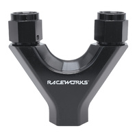 Raceworks Fitting Y Block 2X Female AN-6 Swivels 1X AN-8 O-Ring Port RWF-939-06-08BK