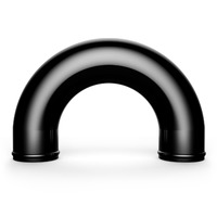 SAAS Aluminium Intercooler Pipe 76mm ID x 180 Deg Black Anodised SAP76180B