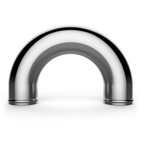 SAAS Aluminium Intercooler Pipe 76mm ID x 180 Deg Polished Silver SAP76180P