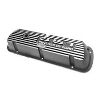 Scott Drake Classic Valve Covers Cast Aluminum Black Wrinkle 351 Powered by for Ford Logo Pair