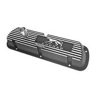 Scott Drake Classic Valve Covers Classic Tall Cast Aluminum Black Wrinkle Cougar Logo for Ford Small Block Windsor Pair