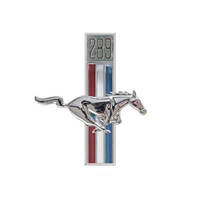 Scott Drake Classic Emblem Passenger Side Fender Chrome/Red/White/Blue 289 Running Horse Logo for Ford Each