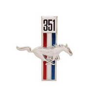 Scott Drake Classic Emblem Passenger Side Fender Chrome/Red/White/Blue 351 Running Horse Logo for Ford Each