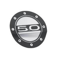 Drake Muscle Cars Fuel Door 2015-2021 for Ford Mustang Satin Black / Silver Plastic 5.0 Logo Each
