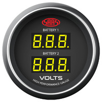 SAAS Dual Volt Digital Gauge 8v-18v 52mm Black Muscle Series SG-DDVLT52B
