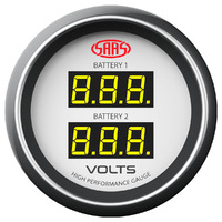 SAAS Dual Volt Digital Gauge 8v-18v 52mm White Muscle Series SG-DDVLT52W