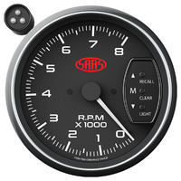 SAAS Tachometer 0-8K Shiftlite 3-3/4 Black Muscle Series SG-TAC334B