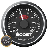 SAAS Boost Gauge 30inHg-20psi 2 5/8 inch Black Muscle Series SG-TB258B