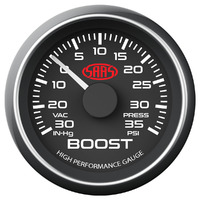 SAAS Boost Gauge 30inHg-35psi 52mm Black Muscle Series SG-TB52B1