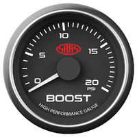 SAAS Boost Gauge Diesel 0-20 psi 52mm Black Muscle Series SG-TBD52B1