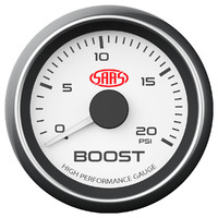 SAAS Boost Gauge Diesel 0-20 psi 52mm White Muscle Series SG-TBD52W1