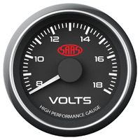 SAAS Volt Gauge 8v-18v 52mm Black Muscle Series SG-VLT52B