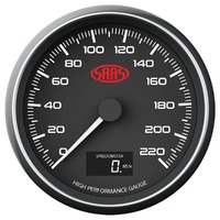 SAAS Speedometer 0-220 KPH 3 1/2" 89mm In Dash Black Muscle Series SG31632