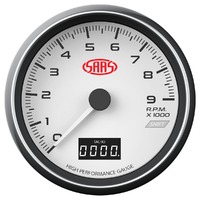 SAAS Tachometer 0-9K Shiftlite 3 1/2" 89mm In Dash White Muscle Series SG31641
