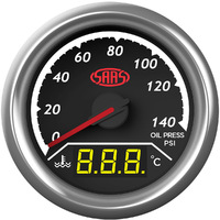 SAAS Dual Gauge Oil Pressure 140 Psi/Water Temp 40°-120° Analogue/Digital T SG613020