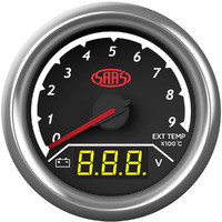 SAAS Dual Gauge Exhaust Temp 0°-900°/Volt 8v-18v Analogue/Digital Trax Seri SG614050